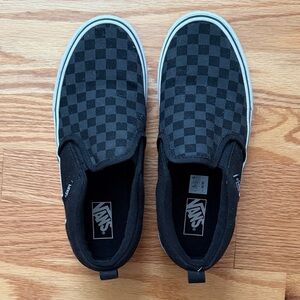 Vans Kids Black Checkered Slip-On Sneakers